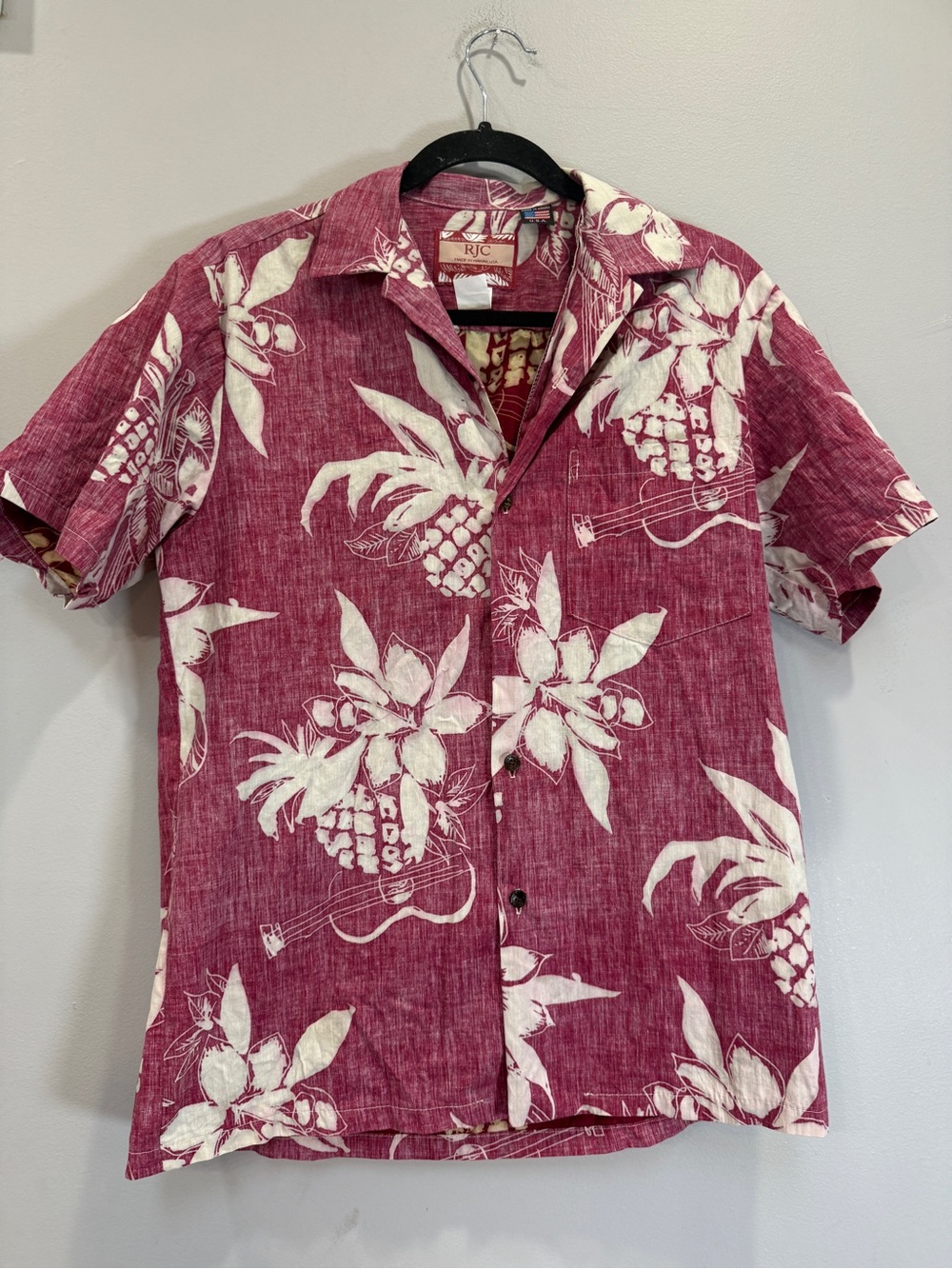 RJC Men's Red Tropical Print Short-Sleeve Button-Down Shirt